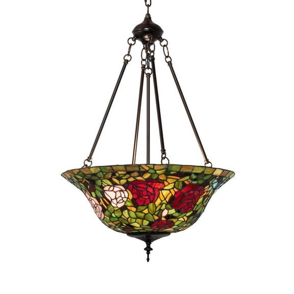 232778 Meyda 20" Wide Tiffany Rosebush Inverted Pendant