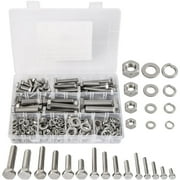 232PCS M6/M8/M10/M12 Metric Bolts and Nuts Assortment Kit, 304 Stainless Steel SAE Nuts and Bolts Washers Assortment Kit Silver