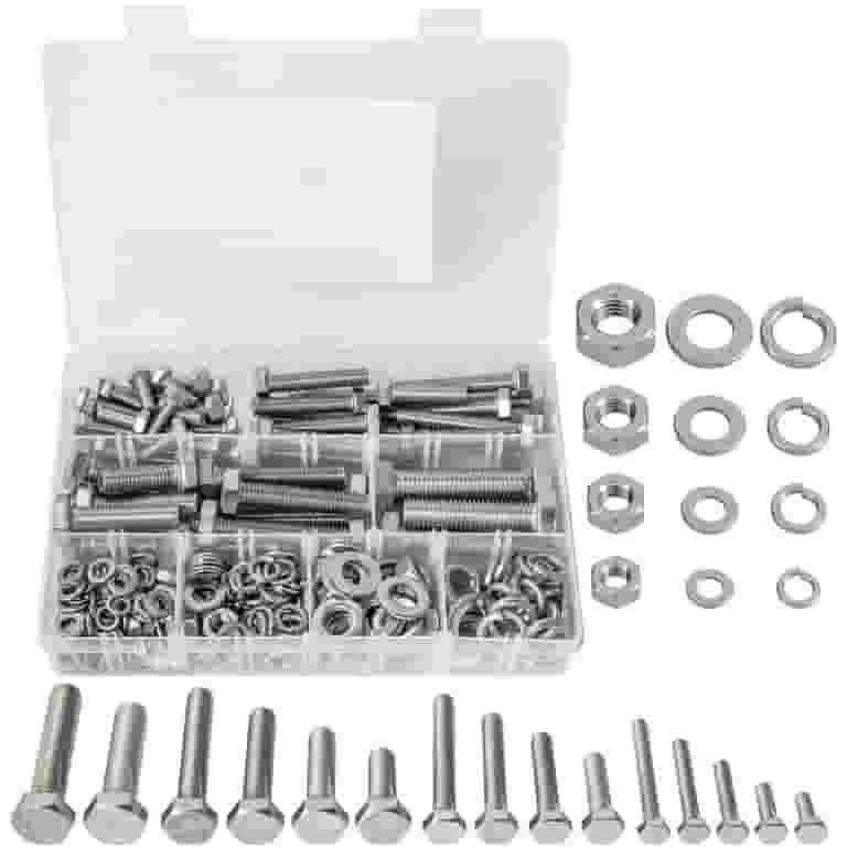 232PCS M6/M8/M10/M12 Metric Bolts and Nuts Assortment Kit, 304 Stainless Steel SAE Nuts and Bolts Washers Assortment Kit Silver - Walmart.com