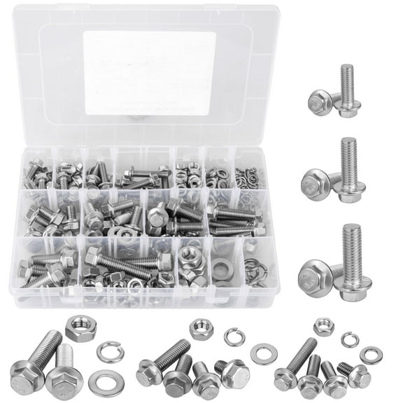 232Pcs Flange Hex Bolts and Nuts Kit, M6/M8/M10 Metric Flange Screw Set Nuts and Bolts Assortment Kit M6-1.0 M8-1.25 M10-1.5