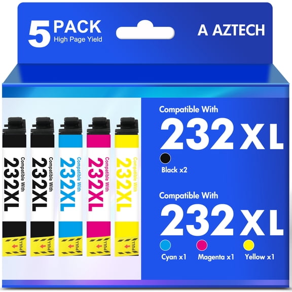 232XL 232 XP-4200 Ink Cartridges Combo Pack Compatible for 232 XL Ink Cartridges for Epson Printer XP4200 XP 4200 Workforce WF-2930 XP-4205 WF-2950 (5 Pack, Black Cyan Magenta Yellow)