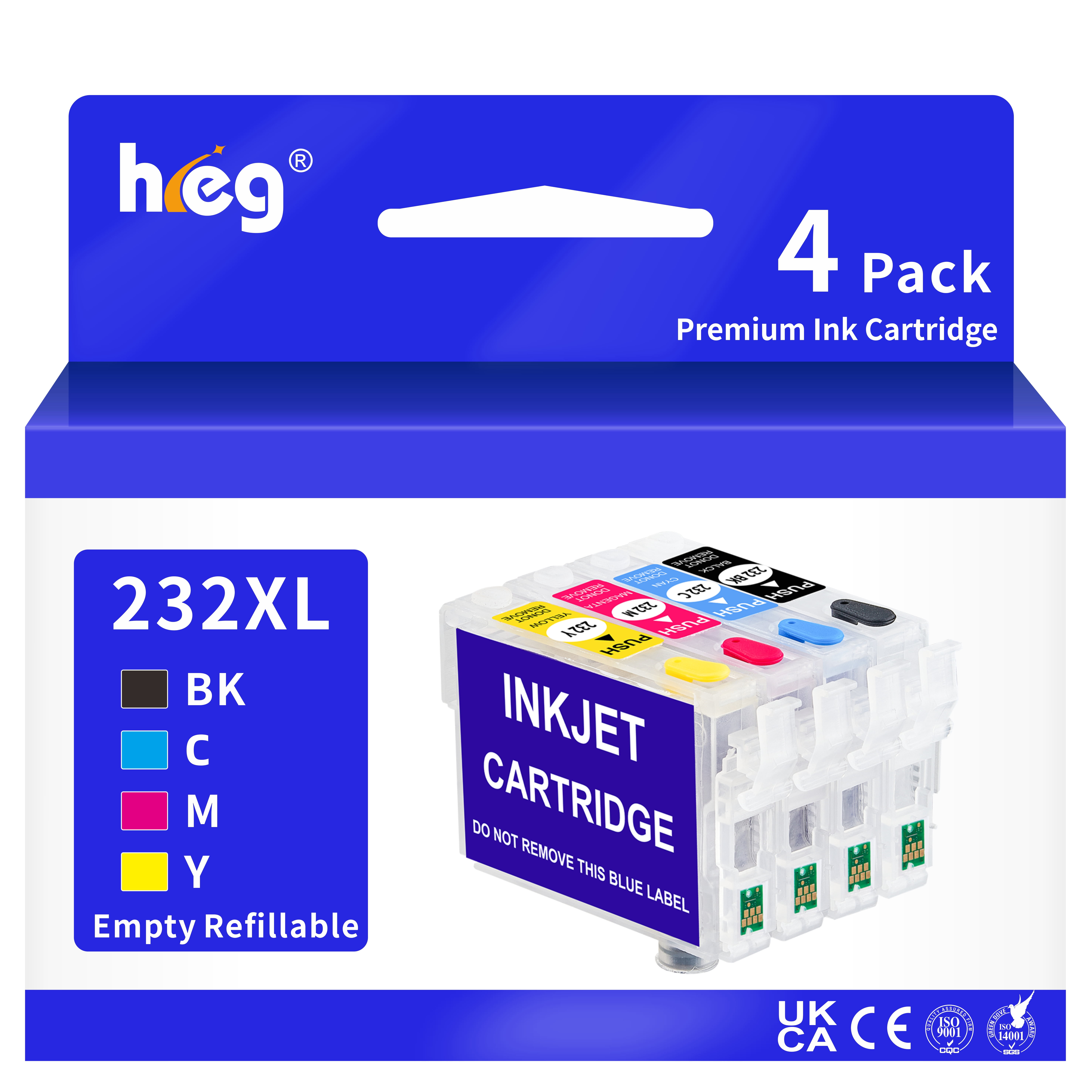 232XL Empty Refillable Ink Cartridges Chip-enabled Replacement for XP-4200 4205 WF-2930 2950 Printer Used for Regular Or Sublimation Ink(4 Pack)