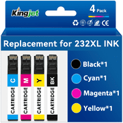 Kingjet Ink Compatible for Epson 232 Ink for 232XL Ink Cartridge for Workforce WF-2930 WF-2950 XP-4200 XP-4205 Printer 4 Pack