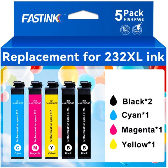 FASTINK 232XL Ink Cartridge Compatible for Epson 232 Ink Cartridge Combo Pack for Workforce WF-2930 WF-2950 Expression XP-4200 XP-4205 Printer