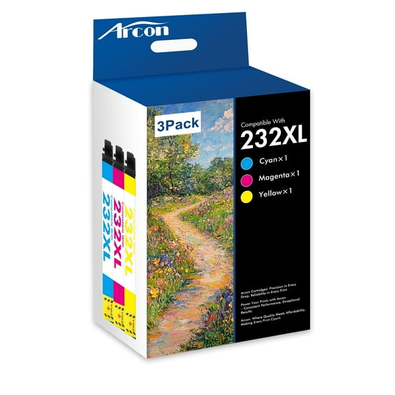 232XL Ink Cartridges 3 Pack Compatible for Epson 232XL 232 Color Printer Ink T232 T232XL for Expression Home XP-4200 XP-4205 WF-2930 WF-2950 All-in-One (Cyan, Magenta, Yellow)