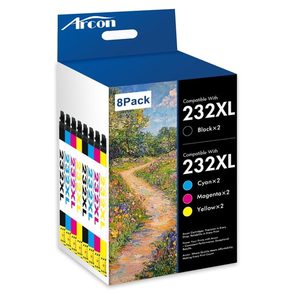 232XL Ink Cartridges 8 Pack Compatible for Epson 232XL 232 Printer Ink T232 T232XL Combo Pack for Expression Home XP-4200 XP-4205 WF-2930 WF-2950 All-in-One (2 Black, 2 Cyan, 2 Magenta, 2 Yellow)
