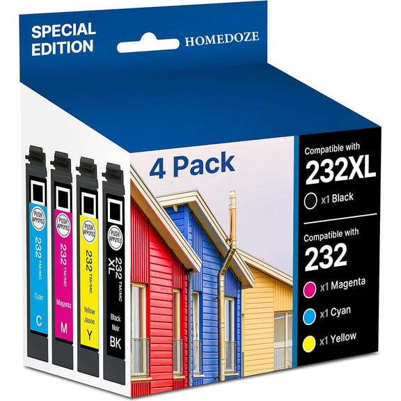 232XL Ink Cartridges Combo Pack Compatible for 232XL Ink Cartridges Combo Pack to use with XP-4205 XP-4200 WF-2930 WF-2950 Printer, 4 Pack-BCMY