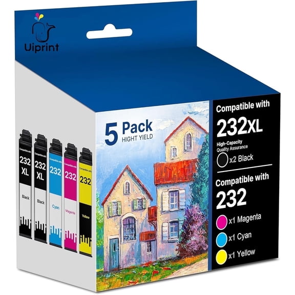 232XL Ink Cartridges Compatible for Epson 232 232XL Printer Ink Combo Pack for Workforce WF-2930 WF-2950 Expression XP-4200 XP-4205 ,5 Pack (2 x Black, Cyan, Magenta, Yellow)
