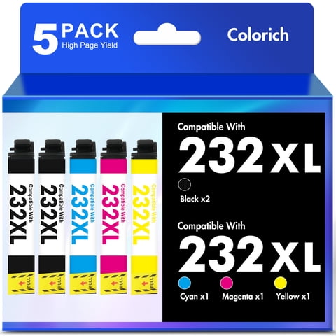 232XL Ink Cartridges Compatible for Epson 232 Ink Expression XP-4200 XP-4205 Workforce WF-2930 WF-2950 232 Epson Ink 5-Pack