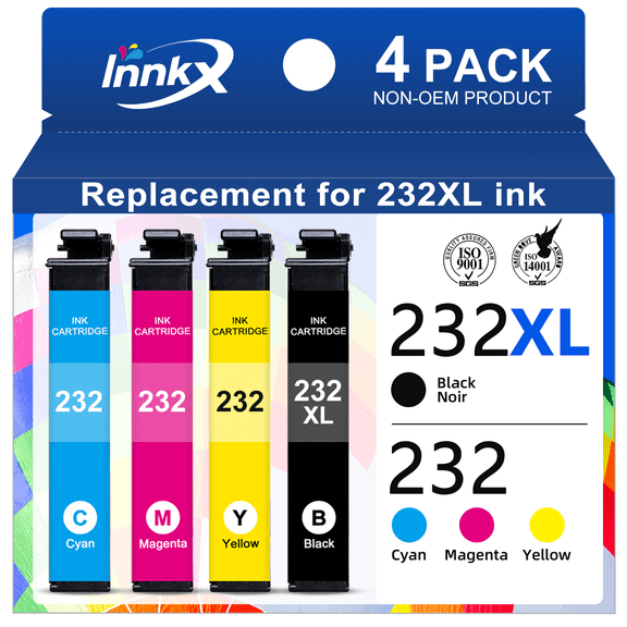 232XL Ink Cartridges for Epson 232 XL 232XL T232 Ink Combo Compatible  for Epson Workforce WF-2930 Printer (Black, Cyan, Magenta, Yellow,4-Pack)