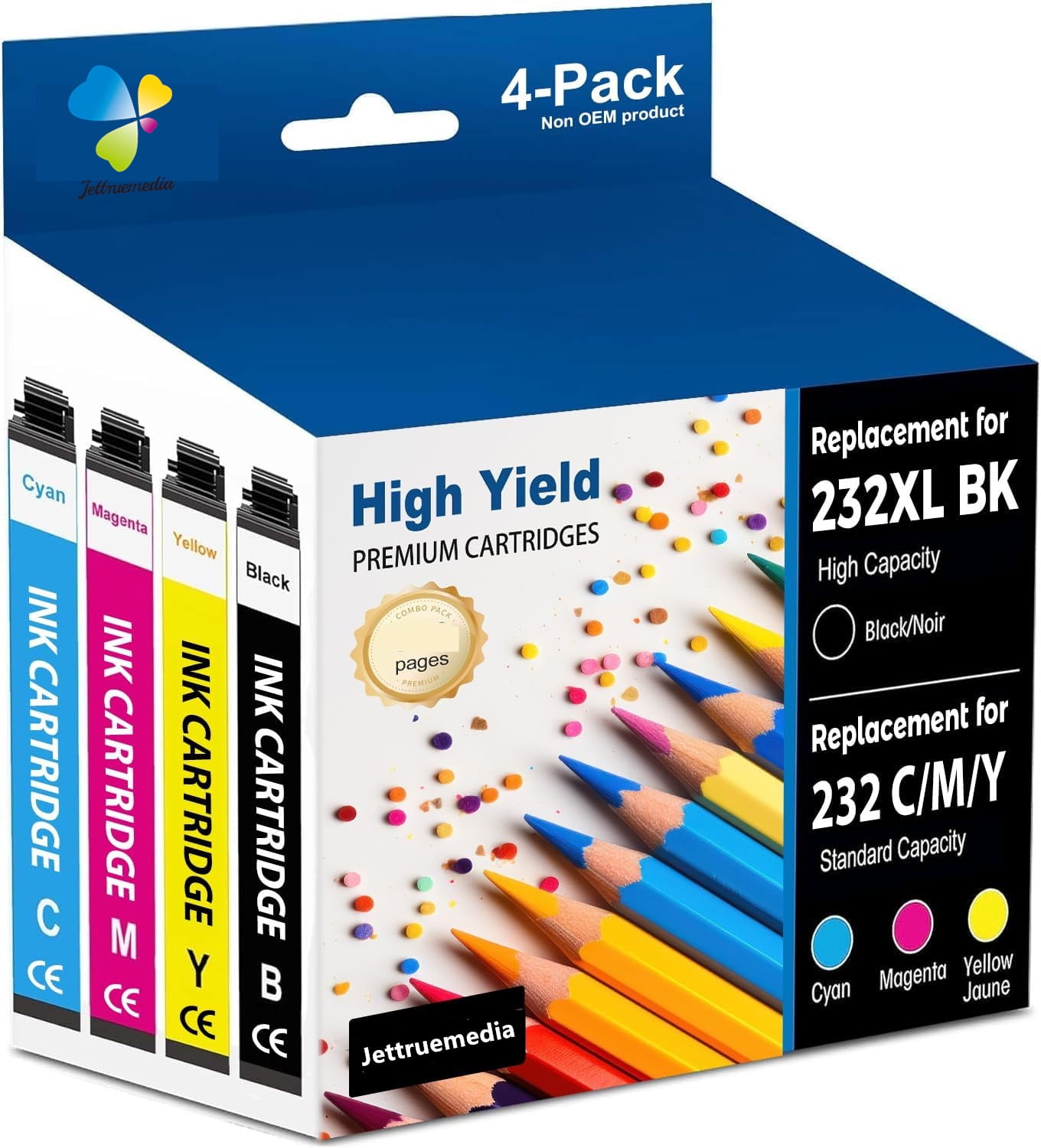 232XL Ink Cartridges for Epson 232XL 232 Ink Cartridges for Epson Workforce WF-2930 WF-2950 Expression XP-4200 XP-4205 Printer (Black,Cyan,Magenta,Yellow, 4-Pack)
