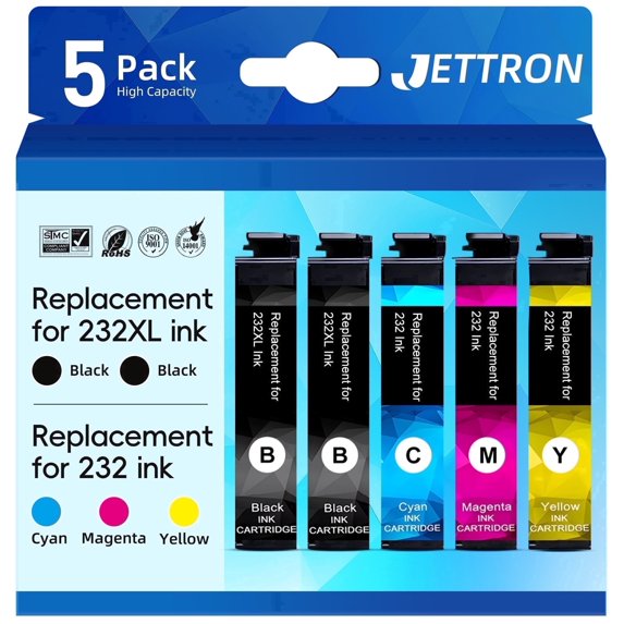 232XL Ink Cartridges Compatible for Epson 232 Ink Cartridges for Epson Workforce WF-2930 WF-2950 Expression XP-4205 XP-4200 Printer (5-Pack)