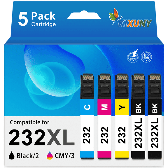 232XL Ink Cartridges compatible with Epson 232 Ink Cartridges Combo Pack for XP-4205 Workforce WF-2950 Ink (2 Black Cyan Magenta Yellow, 5 Pack)