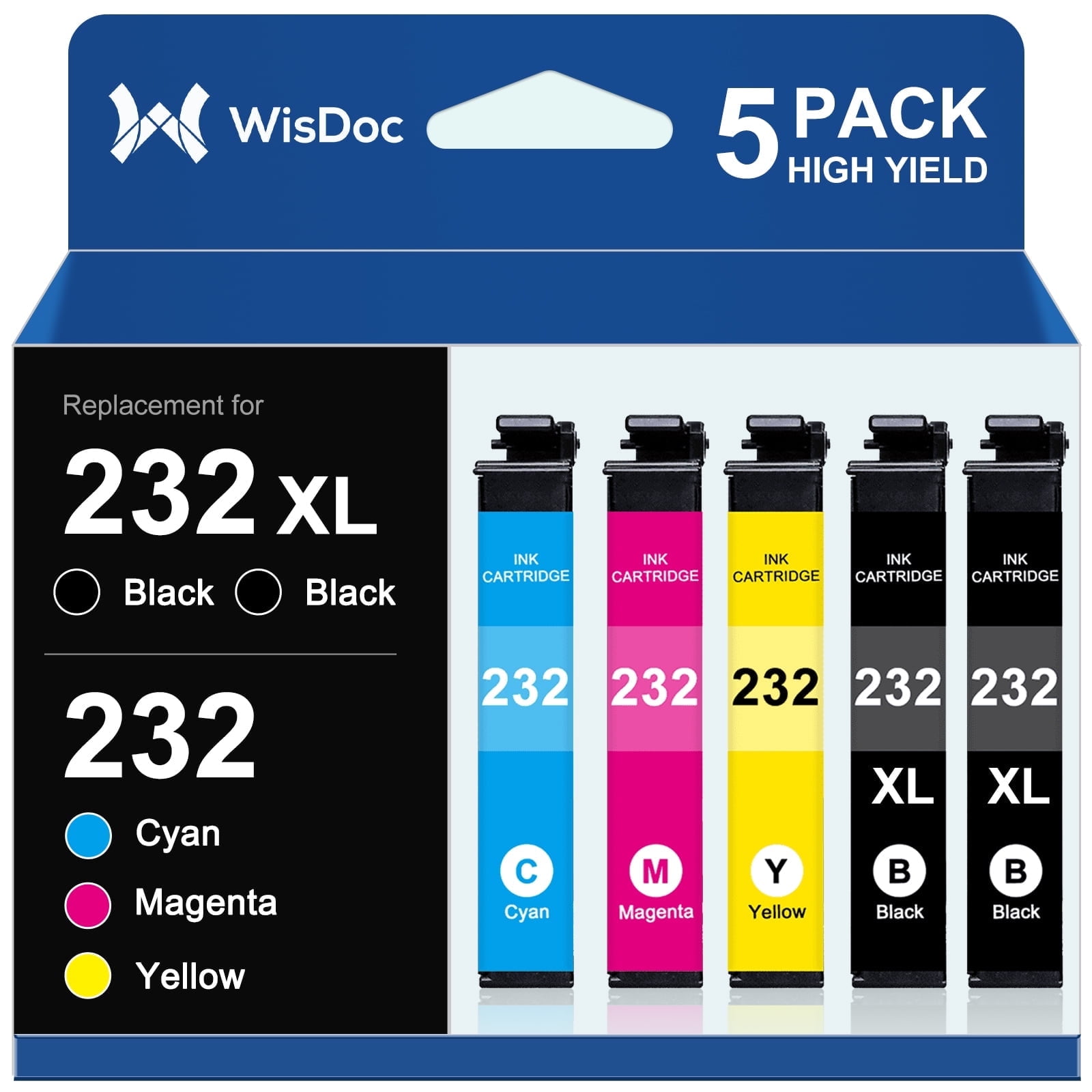 232XL Ink Cartridges for Epson 232XL 232 Ink for Workforce WF-2930 WF-2950 Expression XP-4200 XP-4205 Printer (Black,Cyan,Magenta,Yellow, 5-Pack)