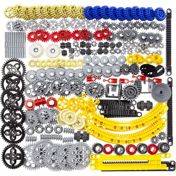 233pcs Technic-Parts Technic-Gears Axle-Pin-Connector Compatible with mainbrands Technic-Parts Cam Worm Cogs Gears Steering Parts Differential Engine Kit. MOC Pieces for Replacement Pieces.