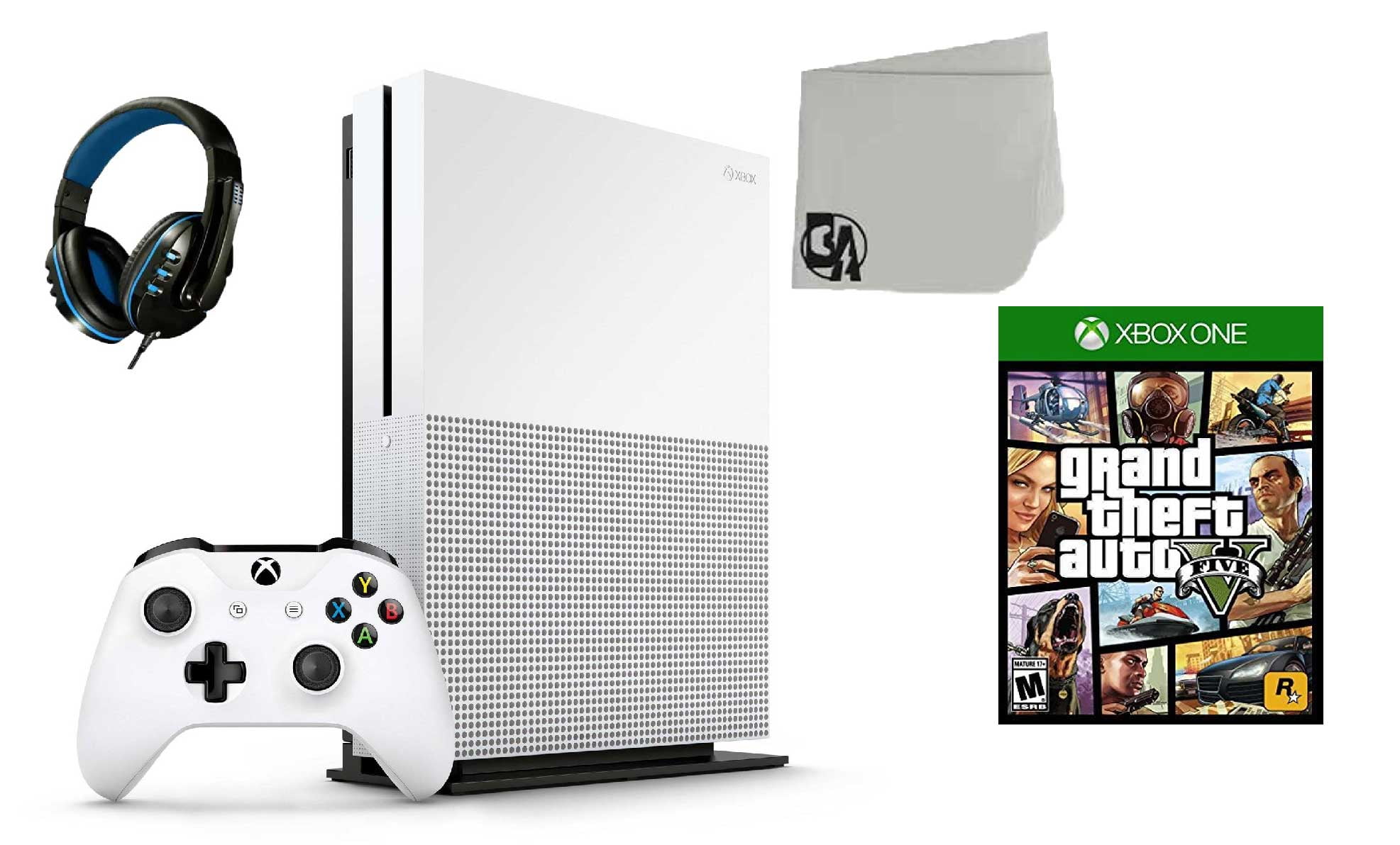 234-00051 Xbox One S White 1TB Gaming Console with Forza Horizon 4 BOLT  AXTION Bundle Used