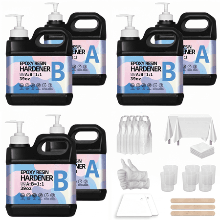 234Oz Super Clear Epoxy Resin Kit - Bubble Free, Anti-Yellowing, Self-Leveling, Fast Curing 2-Part Epoxy Glue. Ideal For Coating, Casting, Countertops, River Tables, Resin Molds & DIY Crafts