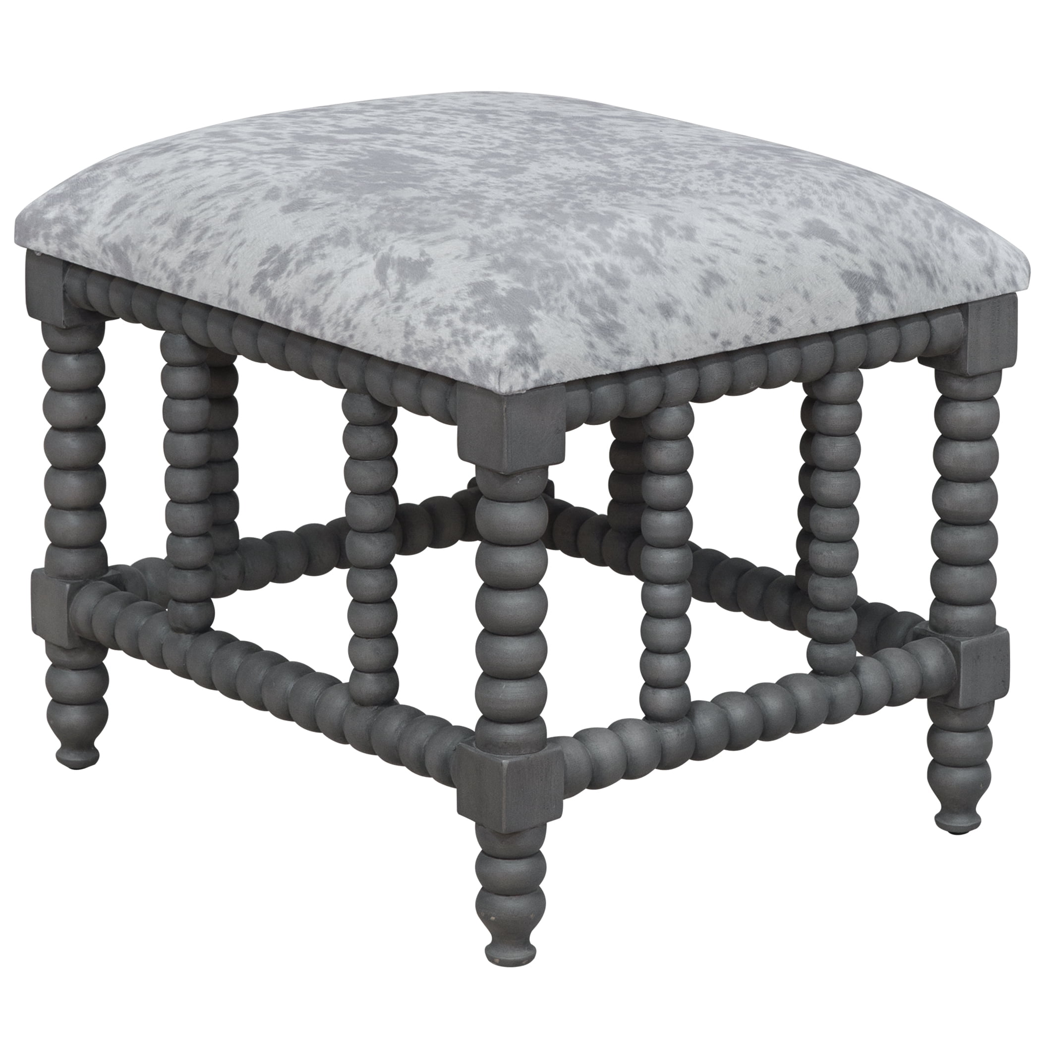 Estes Light Gray Faux Cow Hide 19" Lodge Bench