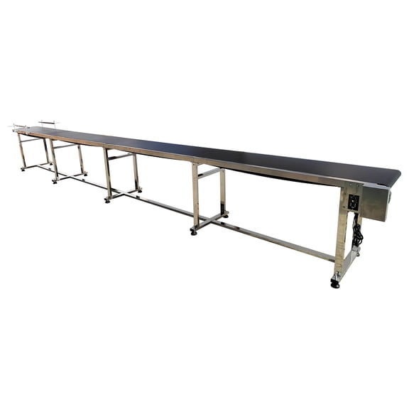 236*15.7 Inch PVC Belt Conveyor with Double Guardrail 110V Adjustable 4-18m/min Max 110lbs Load