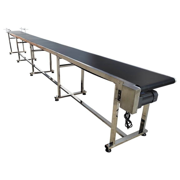 236 15.7in Electric Belt Conveyor with Double Guardrail Adjustable Speed for Production Logistics Lines