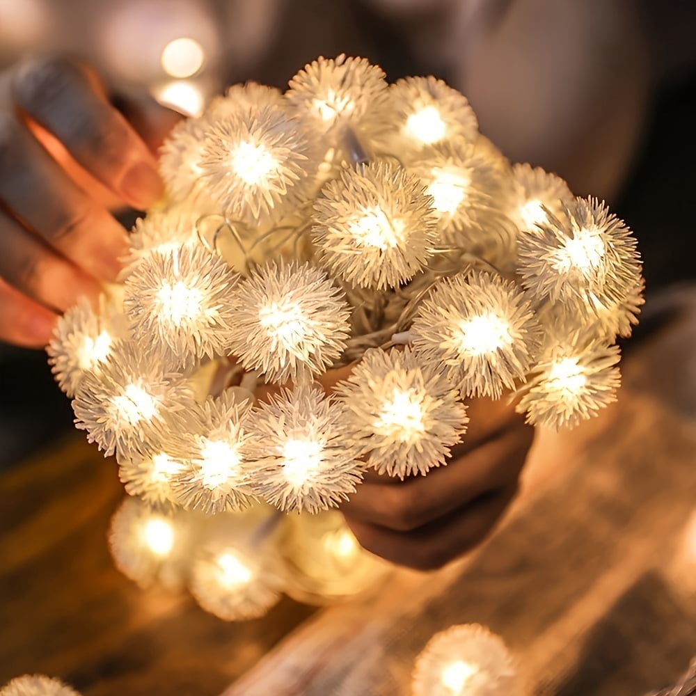 236.22inch LED Dandelion String Lights - 8 Lighting Modes for Indoor Holiday Decor, Battery-Powered & Dimmable, Perfect for Halloween, Christmas, and Thanksgiving