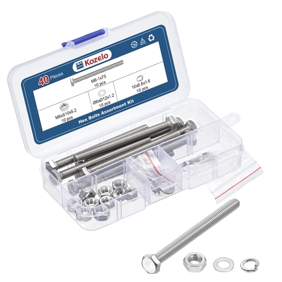 236 Pcs Bolts and Nuts Washers Kit - Carbon Steel Hex Tap Bolt Assortment