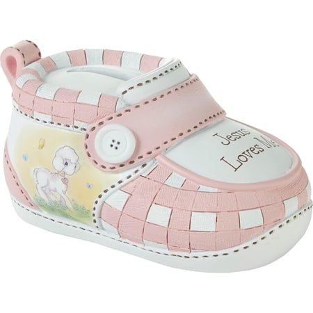 236403 Jesus Loves Me Pink Bootie Ceramic Bank