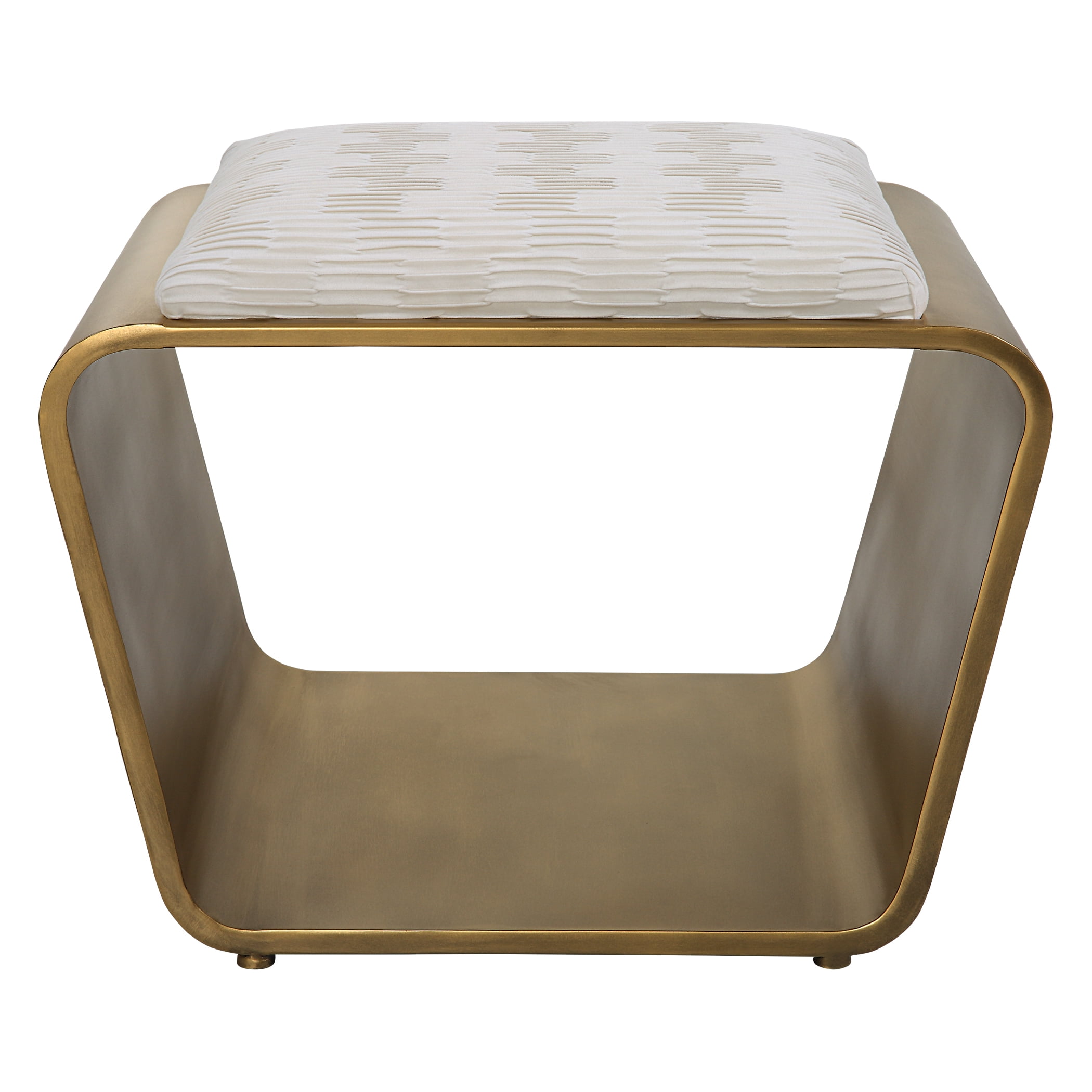 Hoop 24" Gold and Off-White Iron Accent Bench