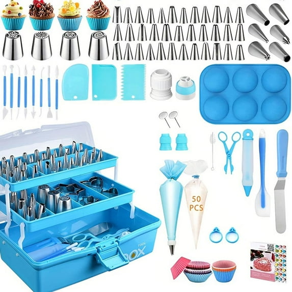 236Pcs Cake Decorating Kit, Baking Supplies Tools Accessories, Cake Decorating Supplies with Piping Tips, Couplers and Bags, Cookie Cutters & More Baking Supplies Baking Cups Scrapers