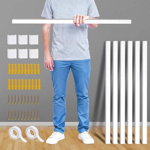 236in Cord Hider Kit  Covers For Wires On Wall Long Large Mount Tv Paintable Cable Raceway Wire Cords 6x(l39.4in W0.95in H0.5in) White