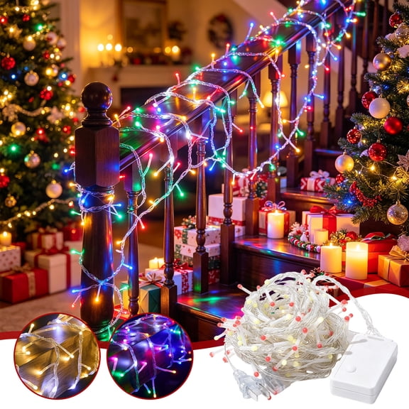 236in LED Firecracker String Lights, Plug In Flowing Icicle Fairy Lights, Waterproof Outdoor Christmas Decor for Eaves, Railing & Yard