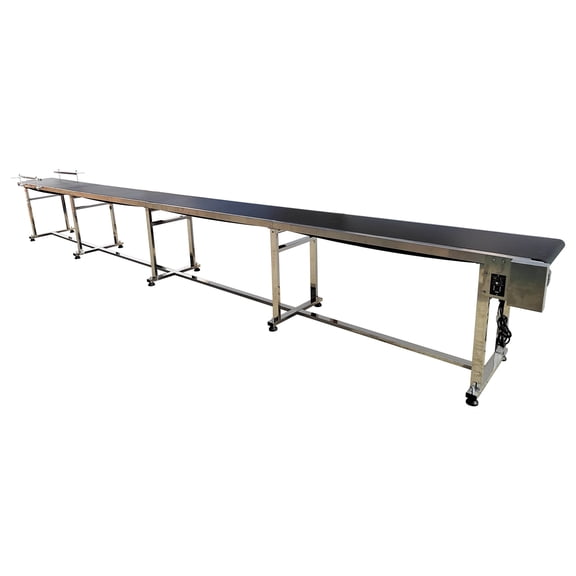 236x11.8 Inch PVC Belt Conveyor Transport Equipment with 2 Guardrails 110V Load 50kg Adjustable Speed Black