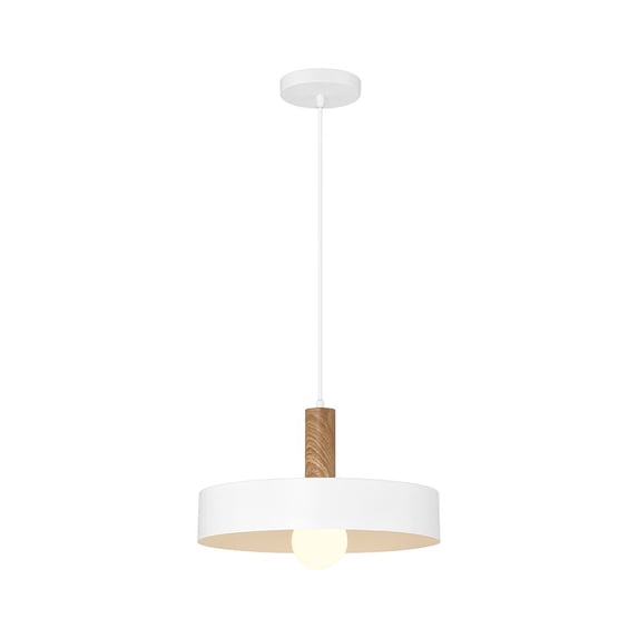 Access Lighting 1 Light Pendant in White with Wood Grain Color
