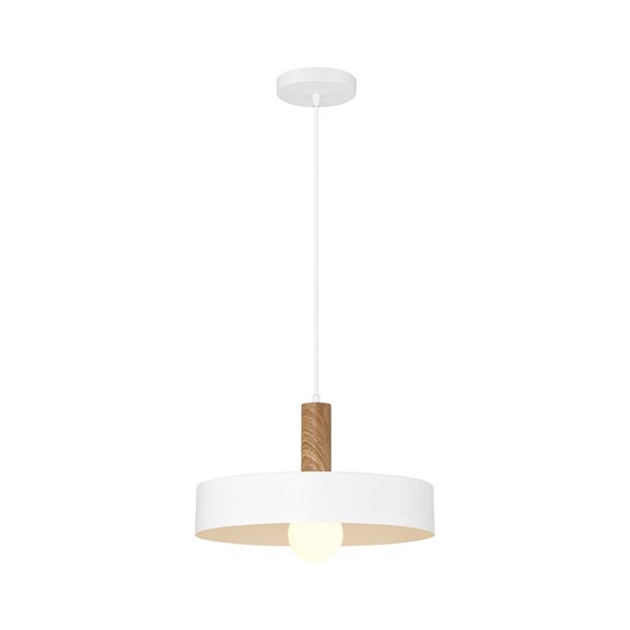 Access Lighting 1 Light Pendant in White with Wood Grain Color