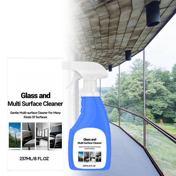 237ml Multi-Purpose Glass Cleaner Window and Windshield Dirt Remover for Clear Views, Streak Free Quick Dry Glass Cleaning Spray, Portable Car Home Window Cleaner