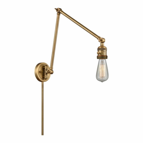 238-BB-Innovations Lighting-Bare Bulb - 1 Light Swing Arm Wall Sconce In Traditional Style-30 Inches Tall and 5 Inches Wide-Brushed Brass Finish