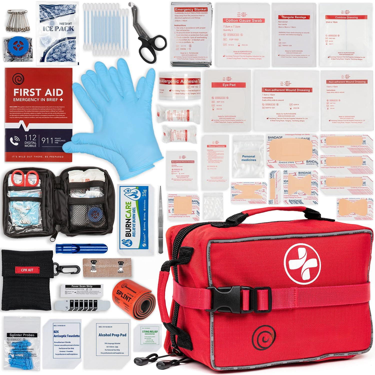 238 Comprehensive First Aid Kit - Emergency For Travel Camping Gear  Home & Outdoor Emergencies