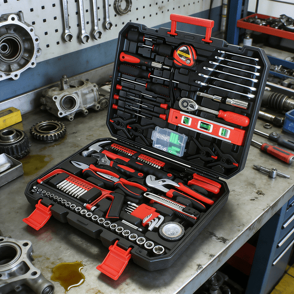 238 Piece Home Tool Set with Durable Metal Toolbox, Household Repair Kit Includes Hammer Tape Measure Screwdrivers Pliers Wrenches for DIY Projects Furniture Assembly General Maintenance