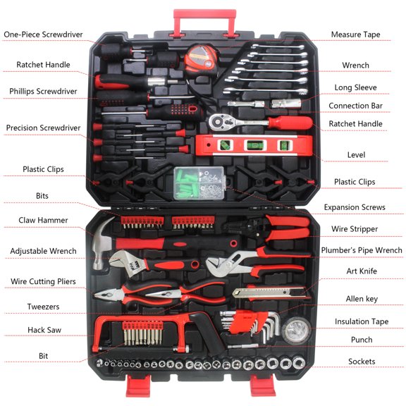 238Pcs All-in-One Toolbox with Tools Included - Portable Multi-Scene for Garage Office School Home
