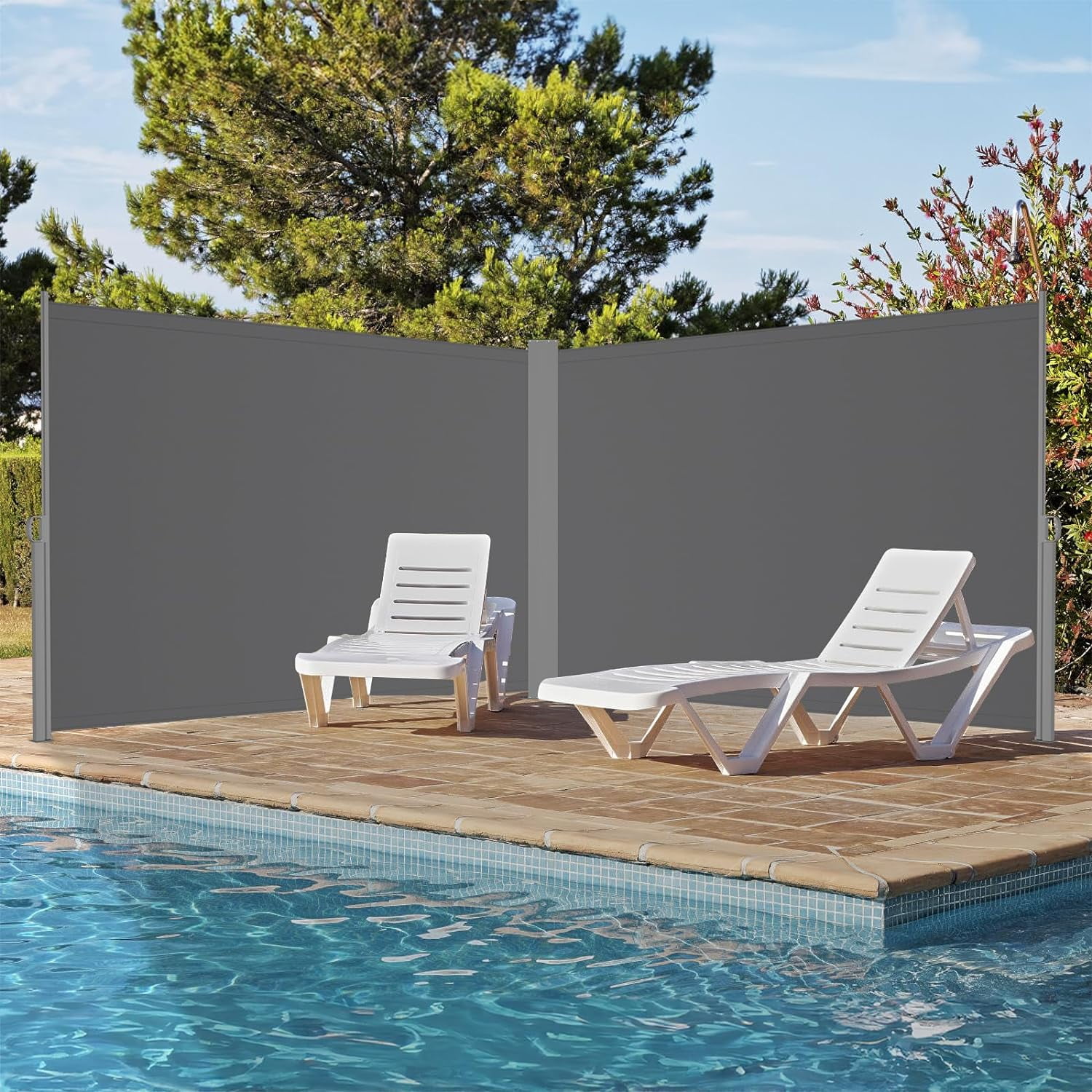 239.8" x 70.8" Retractable Side Awning, Patio Double Folding Privacy Awning Privacy Divider Screen, Water & UV Resistant Sun Shade Privacy Fence & Wind Screen for Backyard, Garden, Terrace, Office