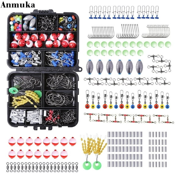 239-Piece Fishing Accessories Kit with Tackle Box – Saltwater & Freshwater Ready Hooks, Swivels, Sinkers, Floats & More, Durable Corrosion-Resistant Gear
