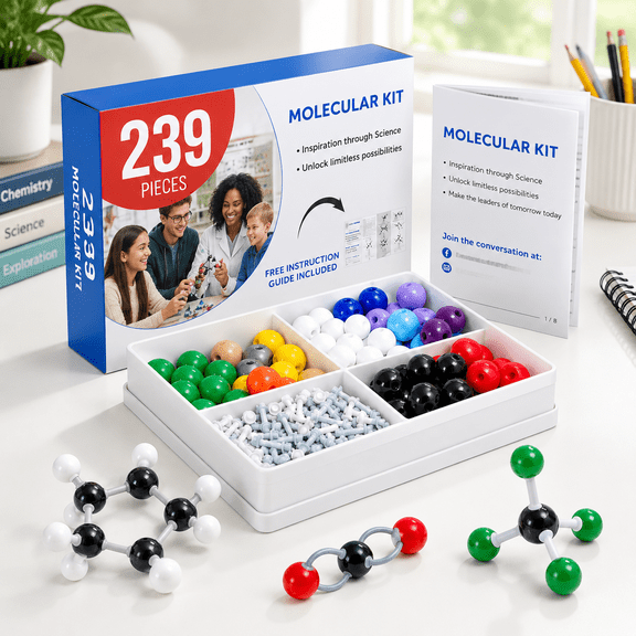 239-Piece Kit Chemistry Molecular Model Set For Stem Learning And Visualizing Atomic Bonds