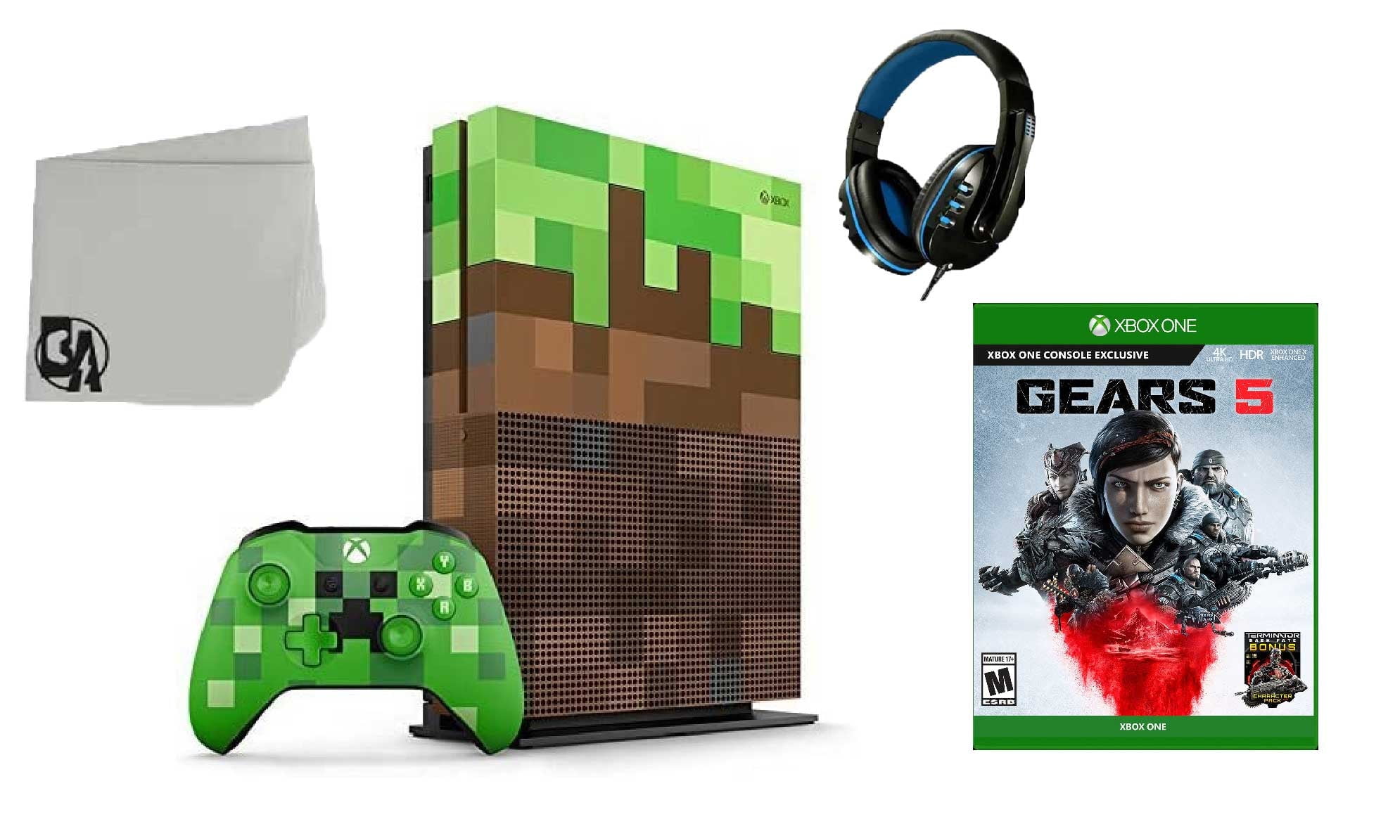 23C 00001 Xbox One S Minecraft Limited Edition 1TB Gaming Console with FIFA 19 BOLT AXTION Bundle Like New