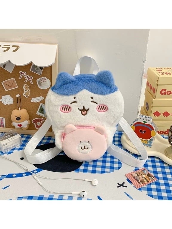 23Cm Chiikawa Hachiware Usagi Hug Little Bear Plush Fill Backpack Single Layer Zipper Large Capacity Travel Birthday Gift