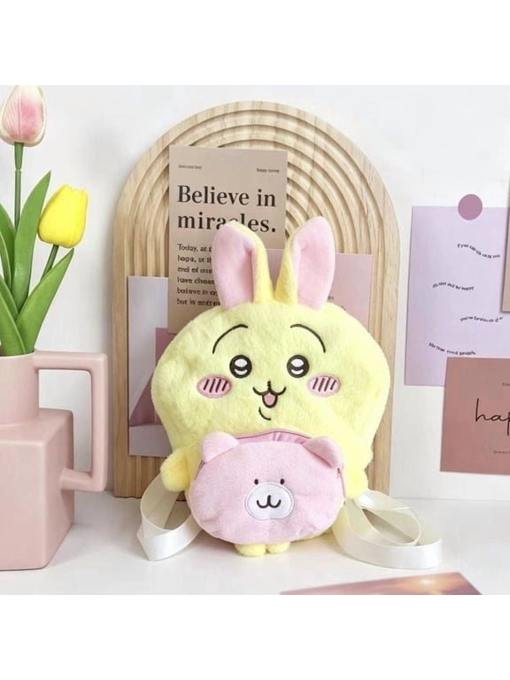 23Cm Chiikawa Hachiware Usagi Hug Little Bear Plush Fill Backpack Single Layer Zipper Large Capacity Travel Birthday Gift