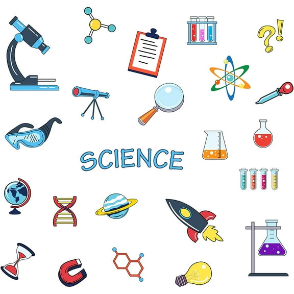 23Count Science Element Wall Sticker Science Lab Supplies Pattern Wall Decal Peel PVC Wall Decoration Stickers for Classroom Living Room Bedroom(11.435.4 inches) DIY