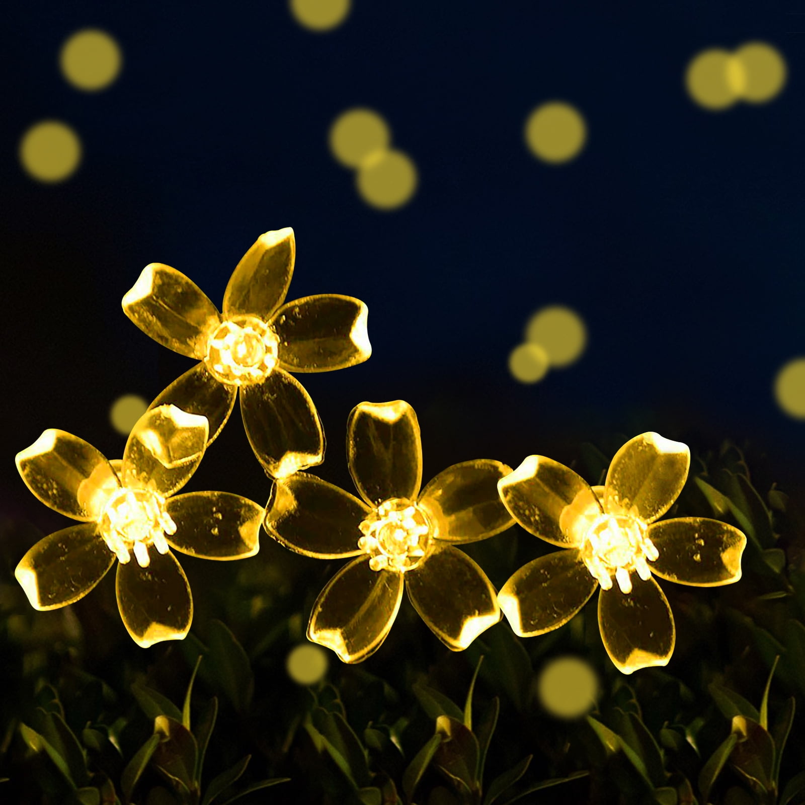 23FT 50 LED Solar Christmas Flower String Lights Solar Powered