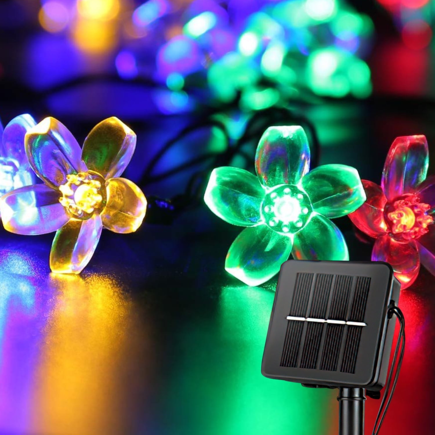 23FT 50 LED Solar Flower String Lights, Solar Powered Cherry Blossom