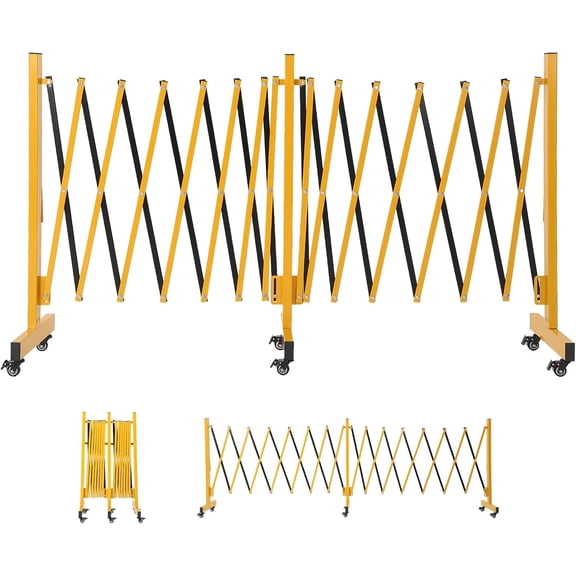 23FT Expandable Driveway Barrier - Aluminum Folding Security Gate with Lockable Casters