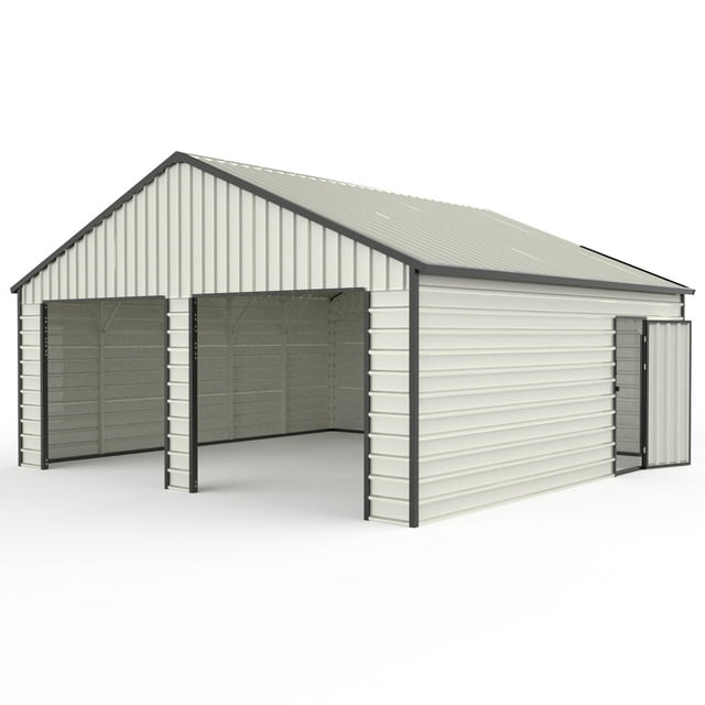 23FT x 22FT Double Garage Metal Shed with Side Entry Door, for Storage